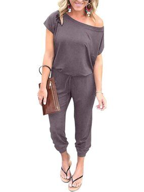 Women's Grey Summer Dressy Outfits Off The Shoulder Imported Romper